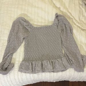 Dillards Smocked Grey Top